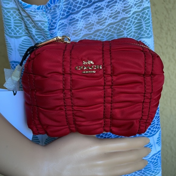 COACH Small Boxy Cosmetic Case With Ruching - Picture 9 of 16